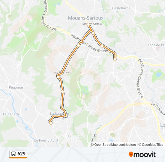 Plan de la ligne 629 de bus