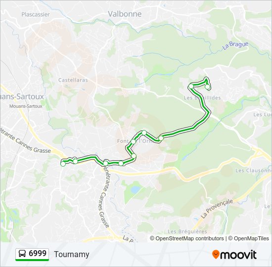 Plan de la ligne 6999 de bus