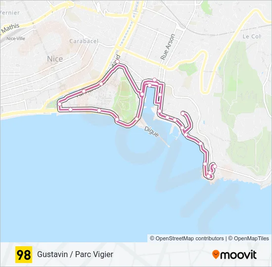 98 Bus Line Map