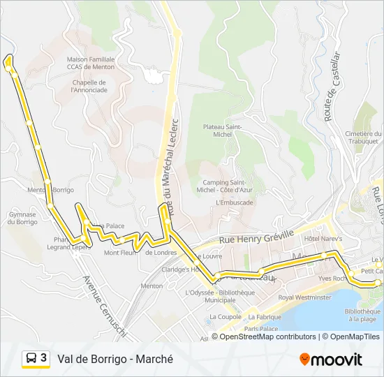 Plan de la ligne 3 de bus