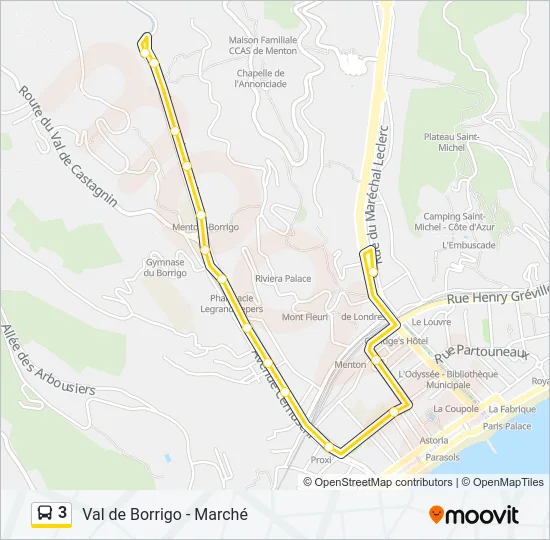 Plan de la ligne 3 de bus