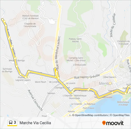 3 Bus Line Map