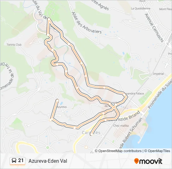 21 Bus Line Map