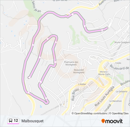 Plan de la ligne 12 de bus