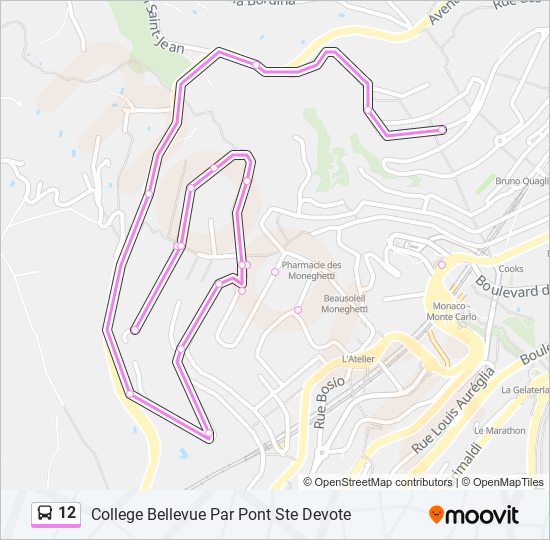 Plan de la ligne 12 de bus