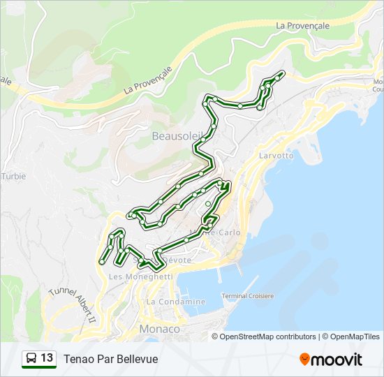 Plan de la ligne 13 de bus