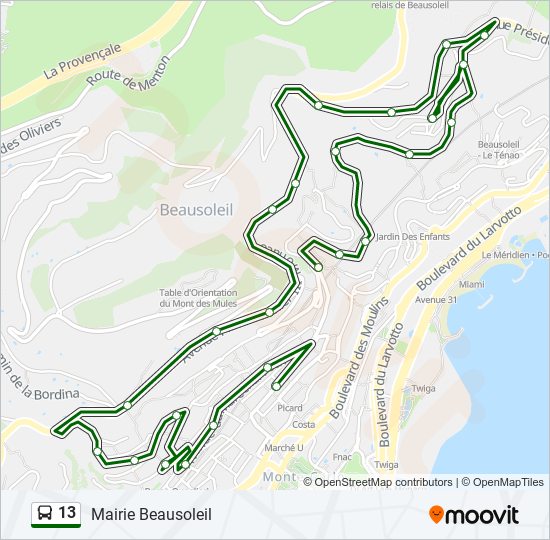 Mapa de 13 de autobús