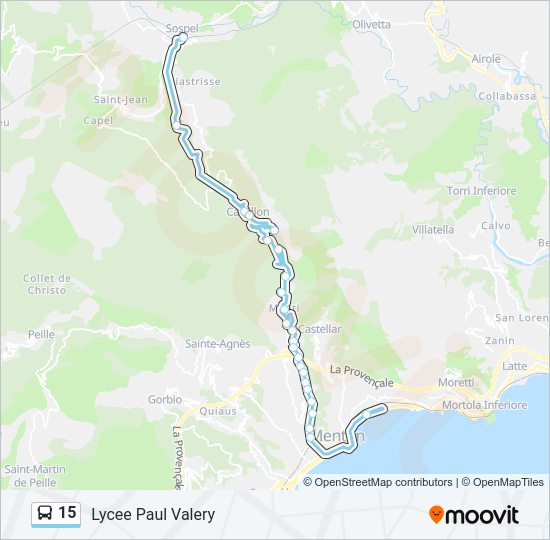 Plan de la ligne 15 de bus