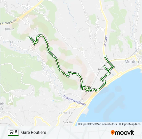 Plan de la ligne 5 de bus