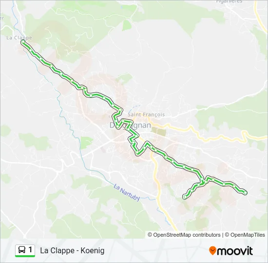 1 Bus Line Map