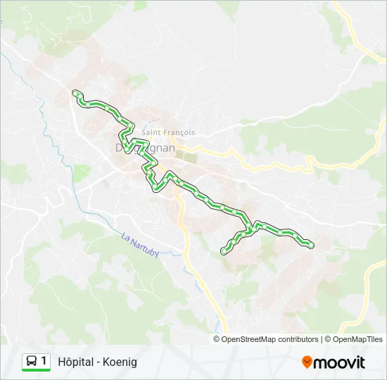 1 Bus Line Map