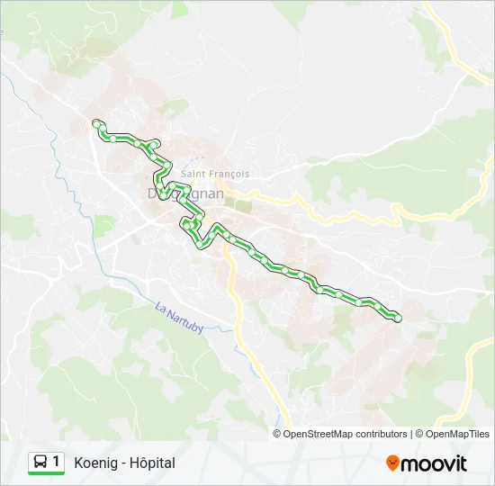 1 Bus Line Map