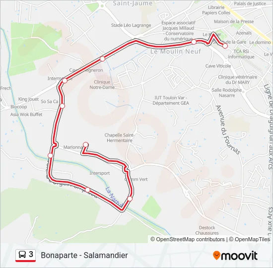 3 Bus Line Map