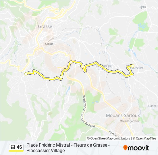 Plan de la ligne 4S de bus