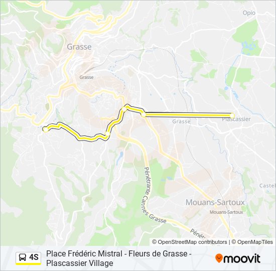 Plan de la ligne 4S de bus