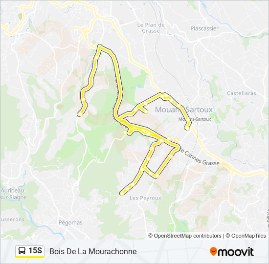 Plan de la ligne 15S de bus