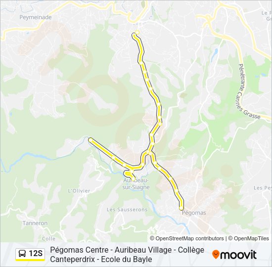 Plan de la ligne 12S de bus