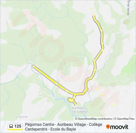 12S Bus Line Map