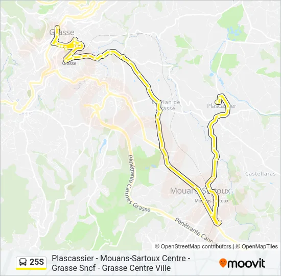 Plan de la ligne 25S de bus