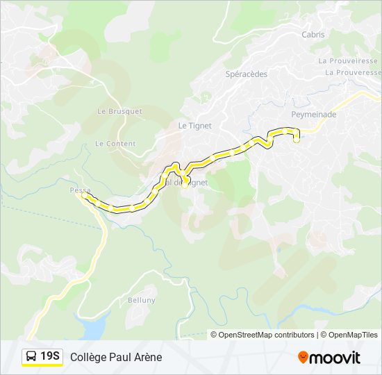 Plan de la ligne 19S de bus