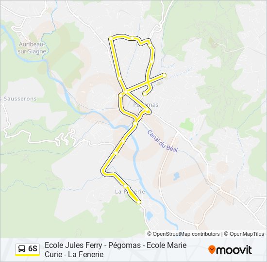 Plan de la ligne 6S de bus