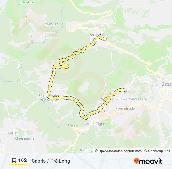 Plan de la ligne 16S de bus