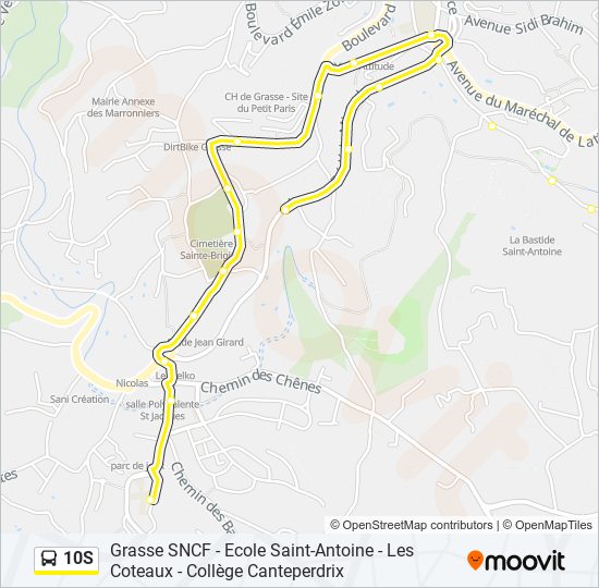 Mapa de 10S de autobús