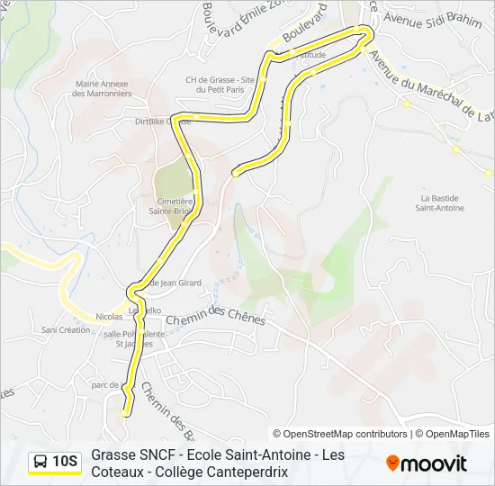Plan de la ligne 10S de bus