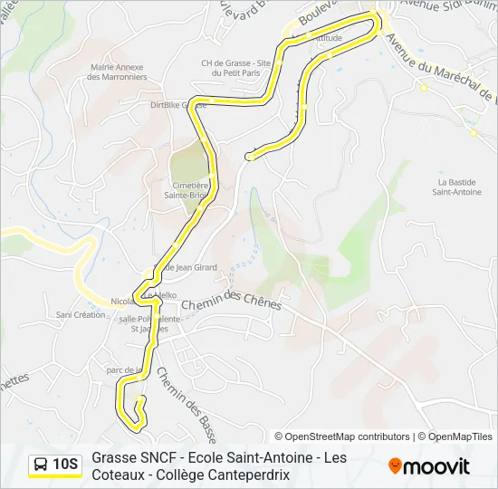 10S Bus Line Map
