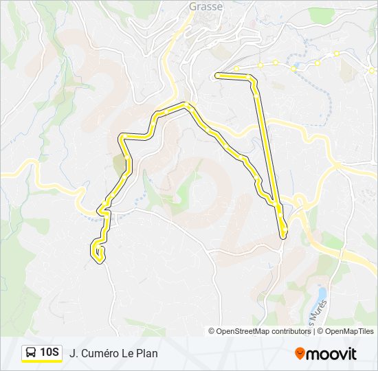 Plan de la ligne 10S de bus