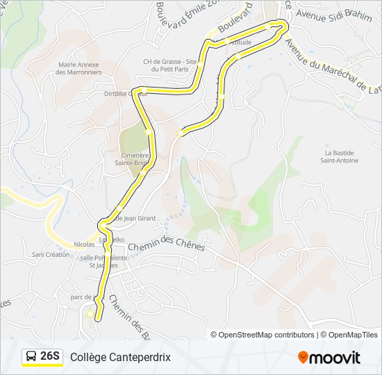 Plan de la ligne 26S de bus