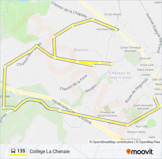 Plan de la ligne 13S de bus