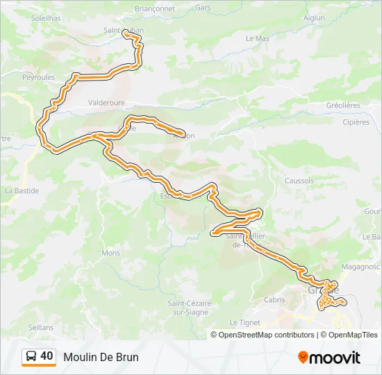 Plan de la ligne 40 de bus