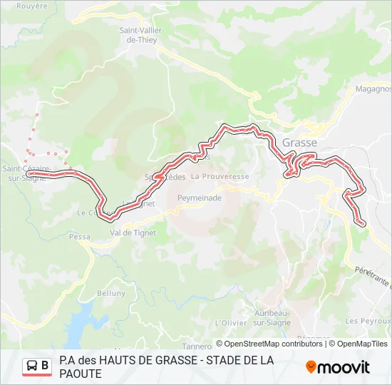 B Bus Line Map