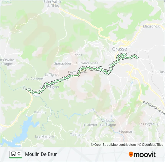 Plan de la ligne C de bus
