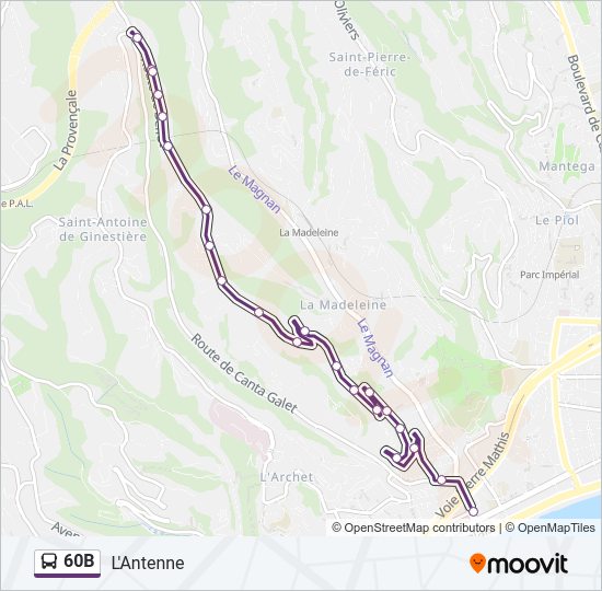 60B Bus Line Map