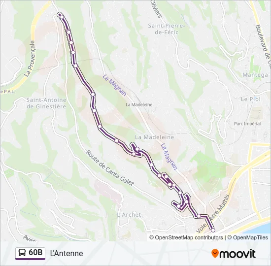 60B Bus Line Map