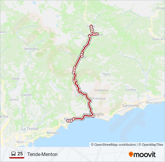 25 bus Line Map