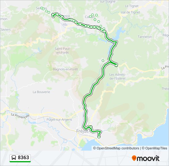 Plan de la ligne 8363 de bus