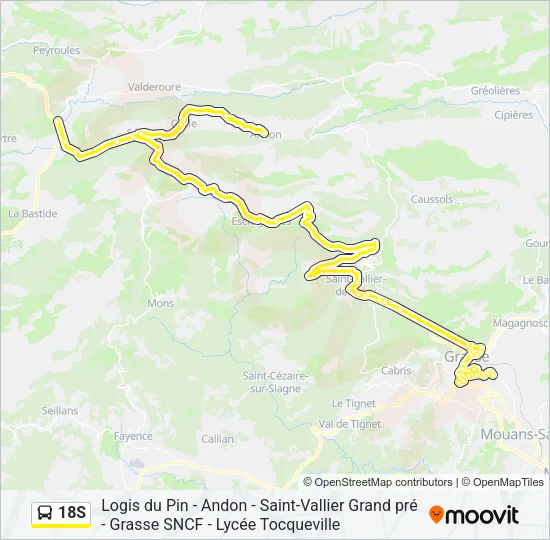 18S Bus Line Map
