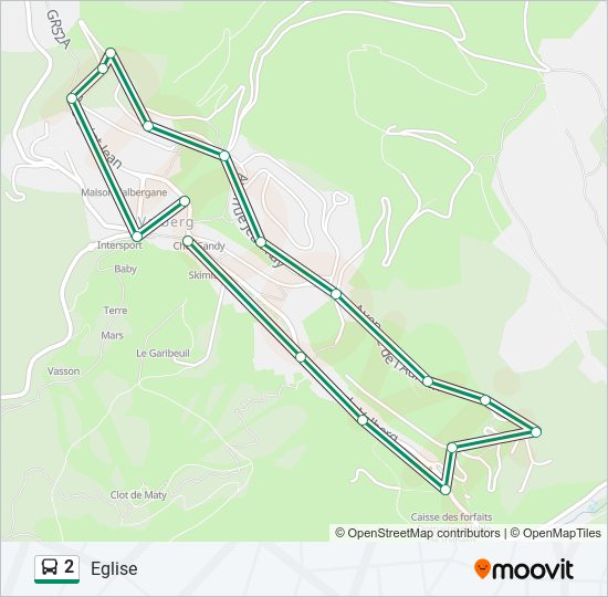 Plan de la ligne 2 de bus