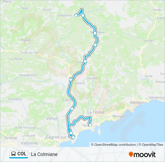 Plan de la ligne COL de bus