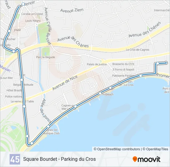 45 Bus Line Map