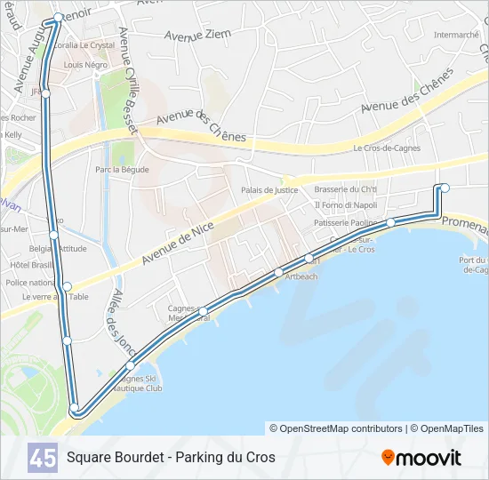 45 Bus Line Map
