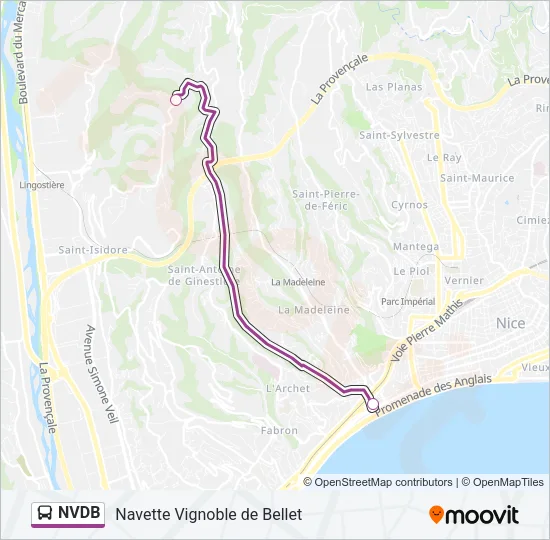 Plan de la ligne NVDB de bus