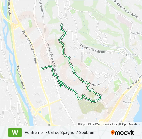 W Bus Line Map