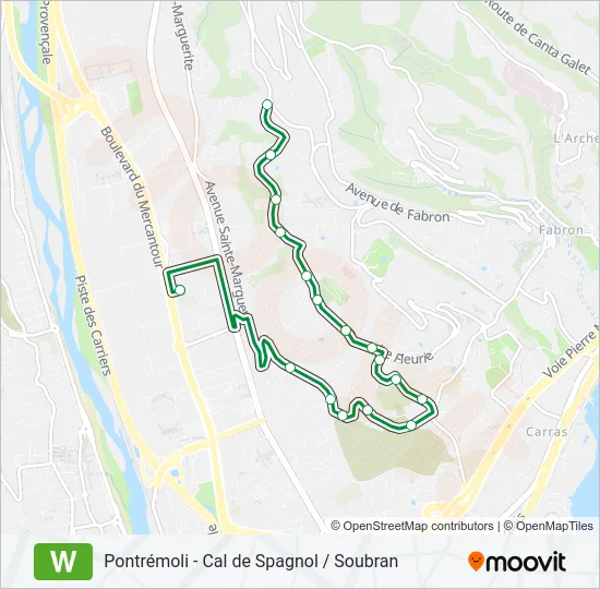 W Bus Line Map
