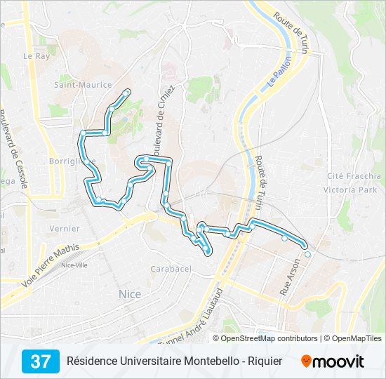 Plan de la ligne 37 de bus