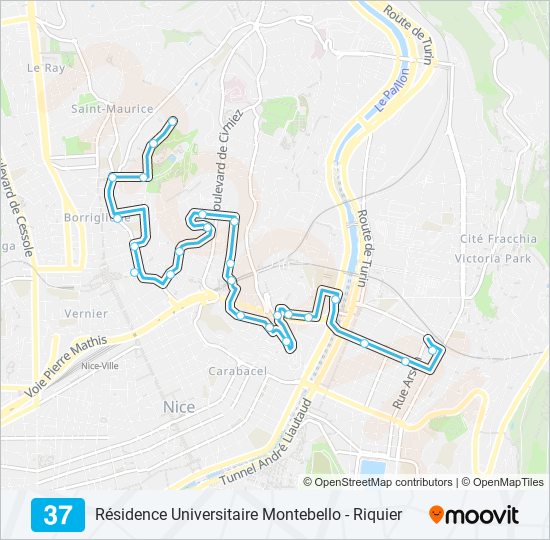 Plan de la ligne 37 de bus