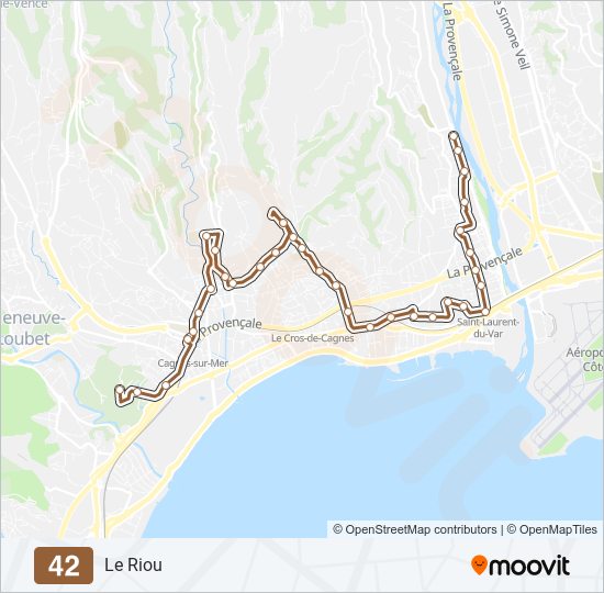 Plan de la ligne 42 de bus